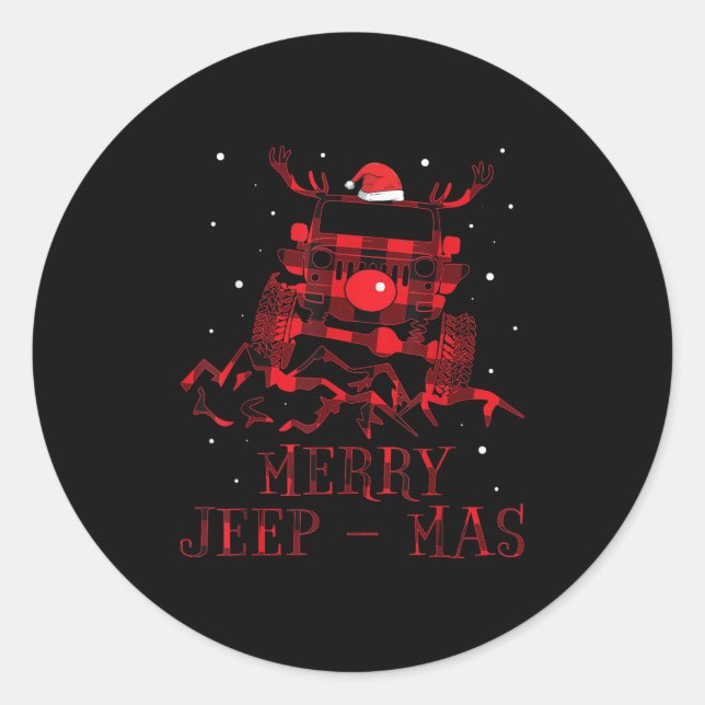 Sticker Rond Merry Jeepmas Ugly Christmas Sweater Xmas Gift For (Devant)