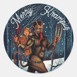 Sticker Rond Merry Krampus