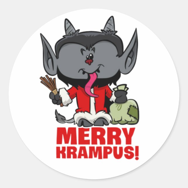 STICKER ROND MERRY KRAMPUS (Devant)