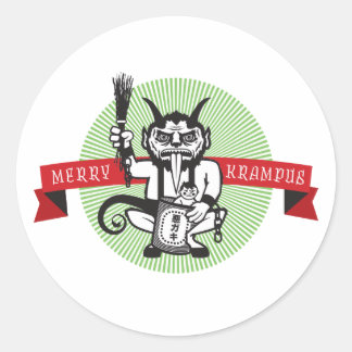 Sticker Rond Merry Krampus