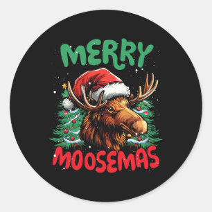 Sticker Rond Merry Moosemas Amusant Canard de Noël