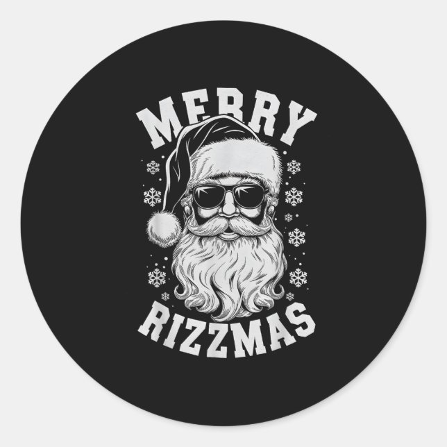 Sticker Rond Merry Rizzmas Funny Christmas Santa Claus Happy Ch (Devant)