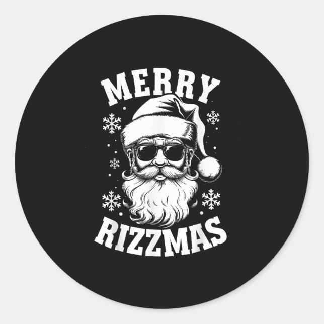 Sticker Rond Merry Rizzmas Funny Christmas Santa Claus Happy Ch (Devant)