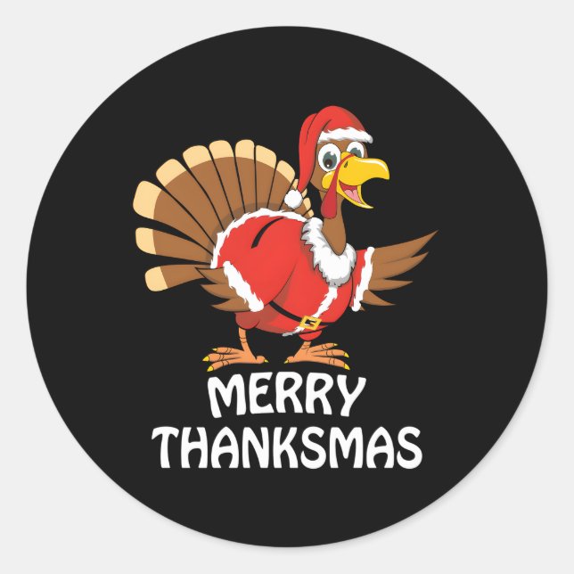 Sticker Rond Merry Thanksmas Bon thanksgiving Merry (Devant)