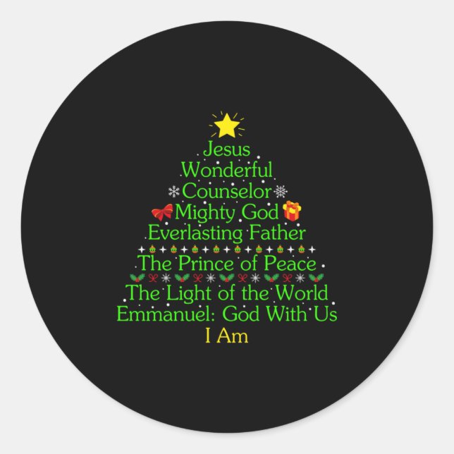 Sticker Rond Merry Xmas Jesus Wonderful Counselor Mighty (Devant)