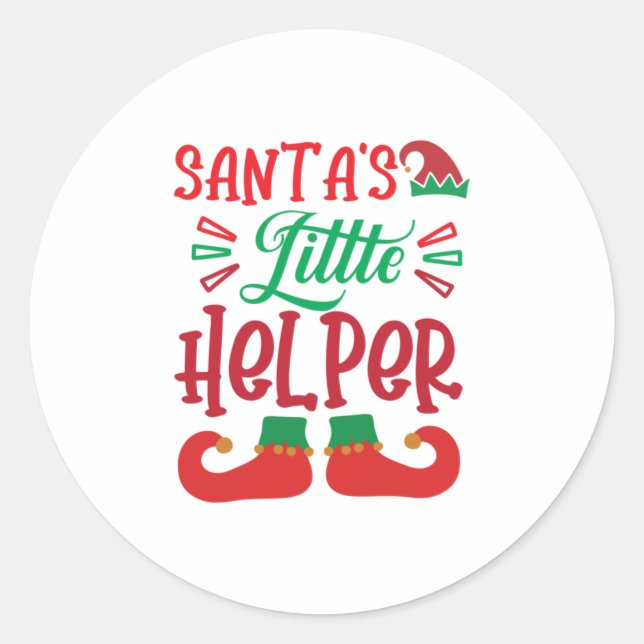 Sticker Rond Merry Xmas Santa Little Helper (Devant)