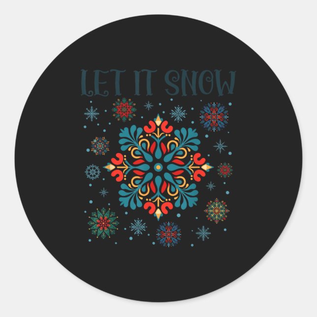 Sticker Rond Merry Yule Winter Solstice God Jul Swedish Xmas Le (Devant)