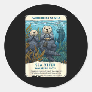 Sticker Rond merveilles de l'océan Pacifique loutre de mer fait