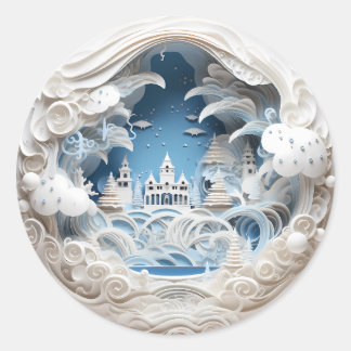 Sticker Rond Merveilles d'hiver de Noël en 3D