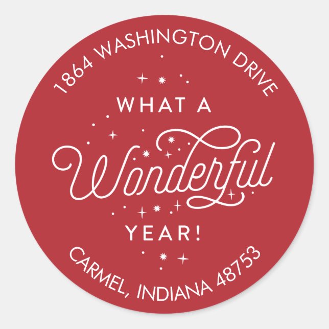 Sticker Rond Merveilleuse année Fête de fin d'année Adresse de  (Devant)