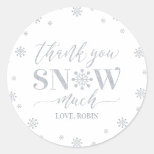 Sticker Rond Merveilleuse hiver argent, neige Merci beaucoup
