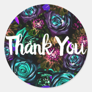 Sticker Rond Merveilleux Glamour Fleuris Fleurs Fête Sombre