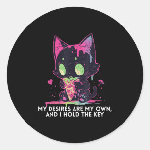 Sticker Rond Mes Désirs Sont Les miens Et J'Ai Le Chat Stoïque 