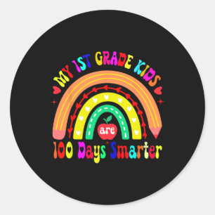 Sticker Rond Mes Enfants De 1Ere Année Sont 100 Jours Plus Inte