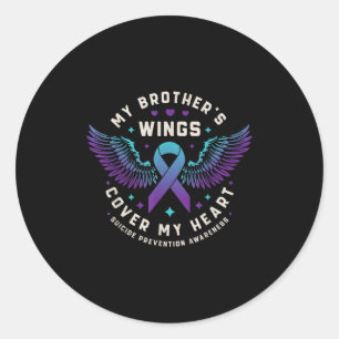 Sticker Rond Mes frères ailes couvrent mon coeur la prévention 
