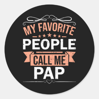 Sticker Rond Mes Gens Favoris M'Appelent Pap Retro Men Père &#