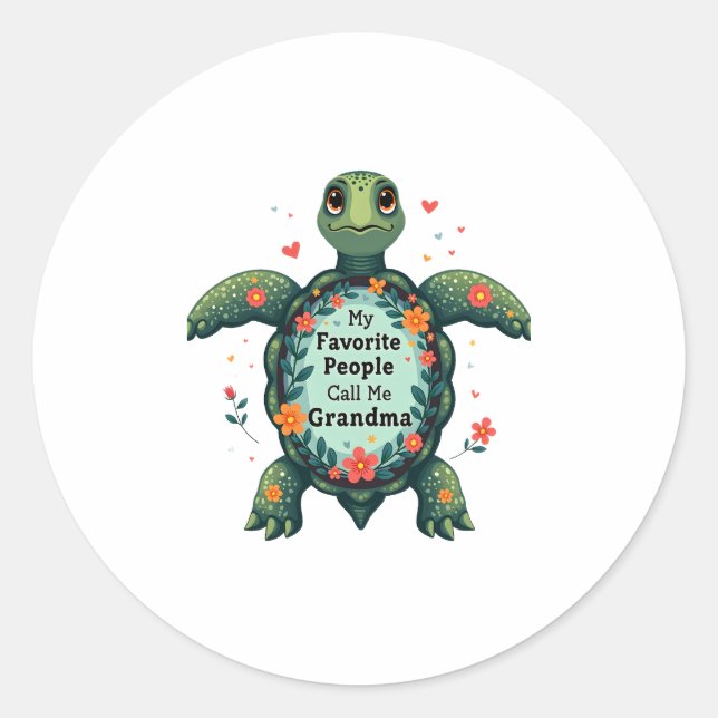 Sticker Rond Mes Gens Préférés M'Appelent Grandma Turtle - Gran (Devant)