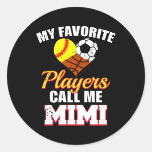 Sticker Rond Mes Joueurs préférés Softball Soccer Basketball Mi
