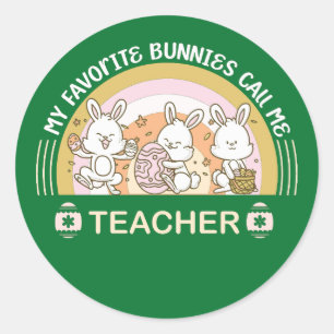 Sticker Rond Mes lapins préférés Appelez-Moi Enseignant