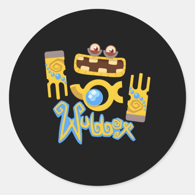 Sticker Rond Mes Monstres Chantant Wubbox Bleu Petit (Devant)