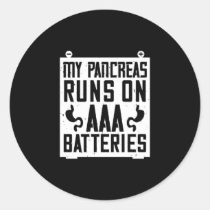 Sticker Rond Mes Pancréas Fonctionnent Sur Les Batteries Aaa