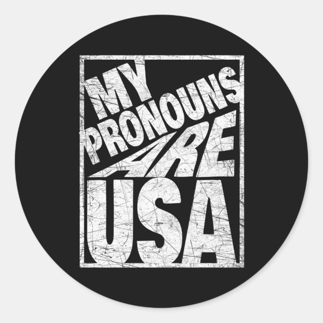 Sticker Rond Mes Prononounes Sont Usa Pour Toutes Les Familles  (Devant)