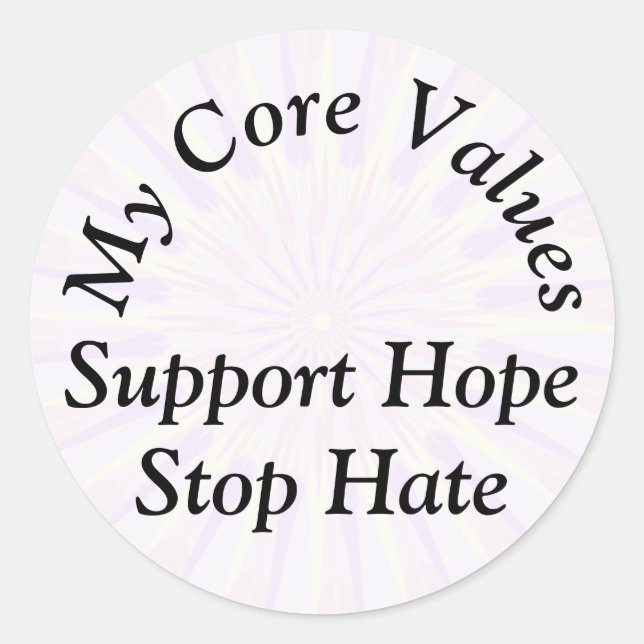 Sticker Rond Mes valeurs fondamentales - Soutenez l'espoir Arrê (Devant)
