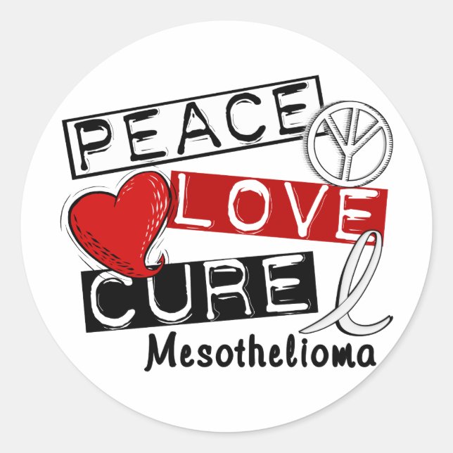Sticker Rond Mesothelioma PEACE LOVE CURE 1 (Devant)