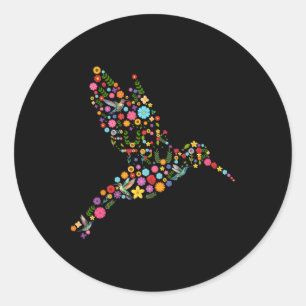 Sticker Rond Messag caché subtil anti-Trump Floral Hummingbird