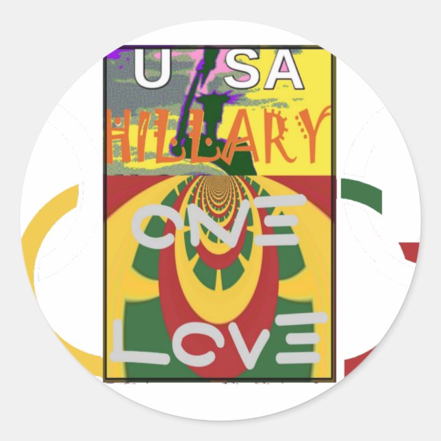 Sticker Rond Message d'amour dans les couleurs de Rasta Imprime (Devant)