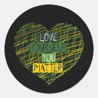 Sticker Rond Message Positif et Cœur dans les Couleurs de la Sa