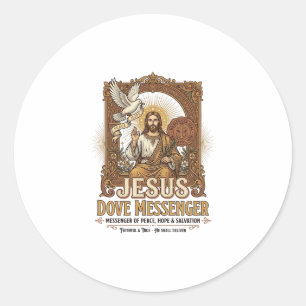 Sticker Rond Messager Jésus Colombe Messager Jésus Colombe Chré