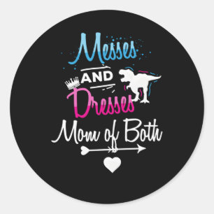 Sticker Rond Messes Et Robe Maman Des Deux