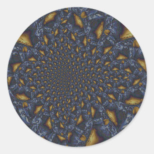 Sticker Rond Métal Moulé or et argent bleu