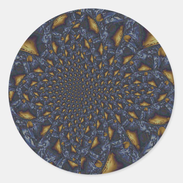 Sticker Rond Métal Moulé or et argent bleu (Devant)