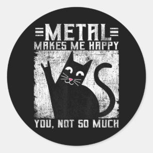 Sticker Rond Metal Rend Heureux Chat Rétro Vintage Drôle Lourde