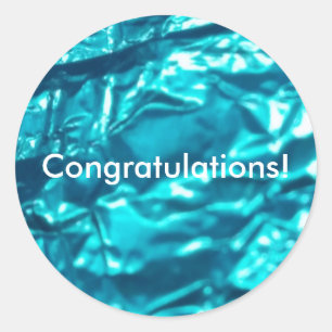 Sticker Rond Métallic Blue, Félicitations, Joyeux anniversaire