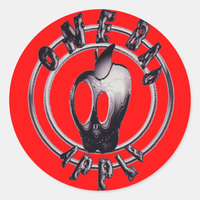 Sticker Rond Metallicappleskull_trans - Customisé (Devant)