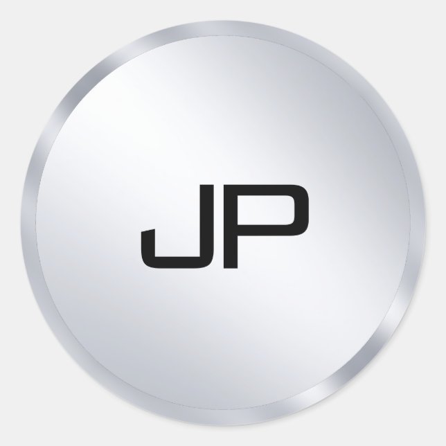 Sticker Rond Métallurgique Look Mono gramme Modèle élégant (Devant)