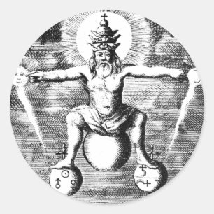 Sticker Rond Métamorphose des métaux en alchimie