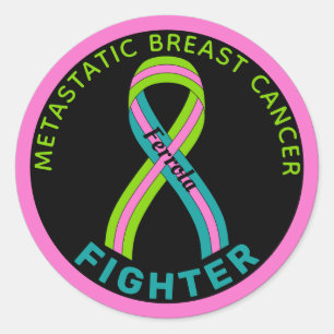 Sticker Rond Metastatic Cancer du sein Lutte Noir