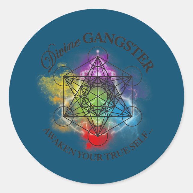 Sticker Rond Metatron Cube Divines Gangster Spirituel Yoga (Devant)