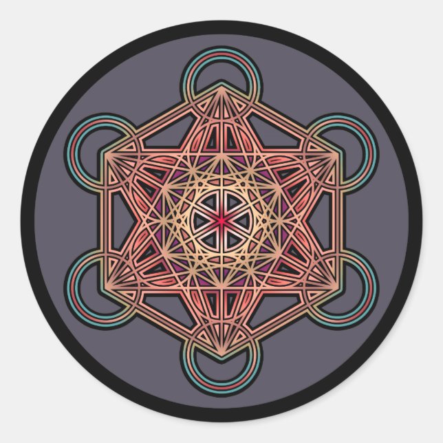 Sticker Rond métatron-cube-mandala-4 (Devant)