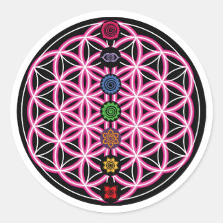 Sticker Rond Métatrons Cube, Chakras, Centres d'énergie cosmiqu