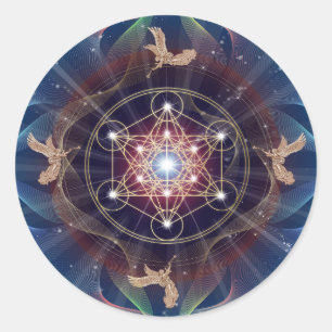 Sticker Rond Métatron's Cube - Merkabah - Géométrie sacrée