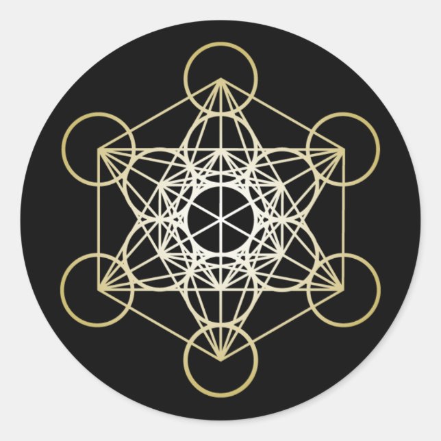 Sticker Rond Metatron's Cube - Version Or (Devant)