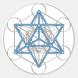 Sticker Rond Metatrons Würfel - Merkaba - Stern Tetraeder