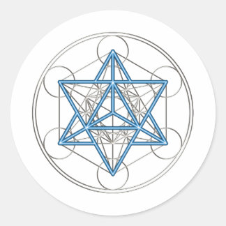Sticker Rond Metatrons Würfel - Merkaba - Stern Tetraeder