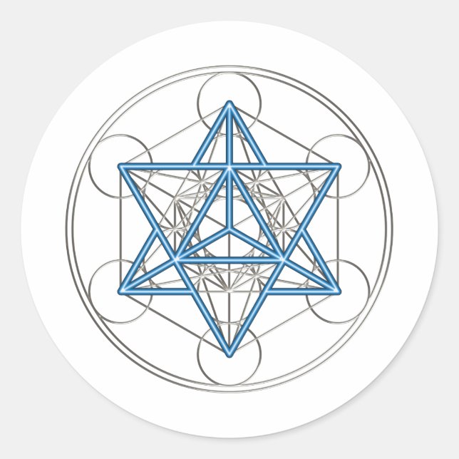 Sticker Rond Metatrons Würfel - Merkaba - Stern Tetraeder (Devant)