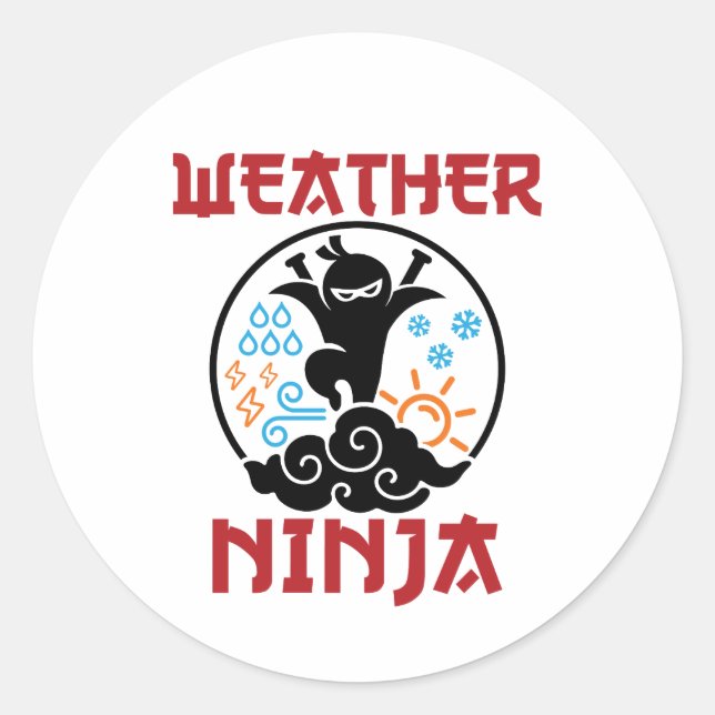 Sticker Rond Météo Météorologue Ninja Météorologie Météorologue (Devant)